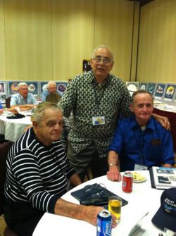 In the Ready Room from left to right is Bill Kushman, Vince Geraldi and Ken “Stoney” Field